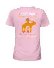 Load image into Gallery viewer, Son Gift For Navy Mom Behind Every Strong Soldier Ladies Tee
