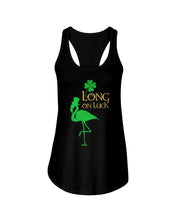 Load image into Gallery viewer, Flamingo Long On Luck Green St. Patrick's Day Printed Mug Ladies Flowy Tank
