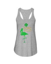 Load image into Gallery viewer, Flamingo Long On Luck Green St. Patrick's Day Printed Mug Ladies Flowy Tank
