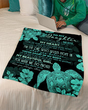 Load image into Gallery viewer, Turquoise Turtle You Make Me So Proud Mom Gift For Daughter Fleece Blanket
