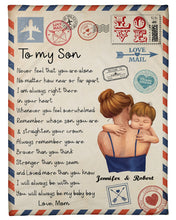 Load image into Gallery viewer, Custom Name Gift For Son Mail Never Feel That You're Alone Fleece Blanket
