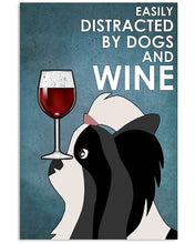 Load image into Gallery viewer, Cartoon Art Lhasa Apso Dog And Red Wine Gift For Dog Lovers Vertical Poster
