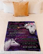 Load image into Gallery viewer, Unicorn Grandma Gift For Granddaughter Believe In Yourself Fleece Blanket
