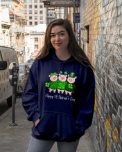 Load image into Gallery viewer, Pig Wear Plaid Shirt And Top Hat St Patrick's Day Gift Hoodie
