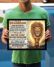 Load image into Gallery viewer, Lion Grandpa Gift For Grandson I Want You Believe Deep In Your Heart Framed Matte Canvas

