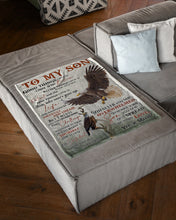 Load image into Gallery viewer, Mom Gift For Son Flying Eagle Good Things Come To Those Who Believe Fleece Blanket
