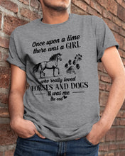 Load image into Gallery viewer, There Was A Girl Who Really Loved Horses And Dogs Guys Tee
