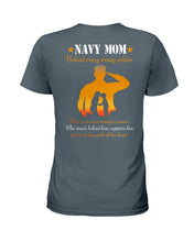 Load image into Gallery viewer, Son Gift For Navy Mom Behind Every Strong Soldier Ladies Tee
