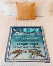 Load image into Gallery viewer, Sea Turtles Falling In Love With You Gift For Husband Fleece Blanket
