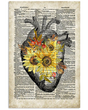 Load image into Gallery viewer, Sunflower Heart Cardiology Vintage Design Newspaper Vertical Poster
