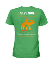 Load image into Gallery viewer, Son Gift For Navy Mom Behind Every Strong Soldier Ladies Tee
