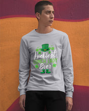Load image into Gallery viewer, Emerald Green Top Hat And Boot Luckiest Lunch Lady Ever St Patrick's Day Gift Unisex Long Sleeve
