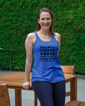 Load image into Gallery viewer, Telling A German Woman What To Do Is Never Good For Your Health Ladies Flowy Tank
