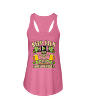 Load image into Gallery viewer, Keep Calm Social Worker Shamrock St. Patrick's Day Printed Mug Ladies Flowy Tank
