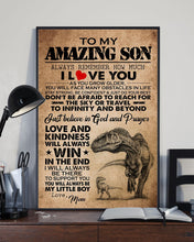 Load image into Gallery viewer, Mom Gift For Son T Rex Love And Kindness Vertical Poster
