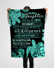 Load image into Gallery viewer, Turquoise Turtle You Make Me So Proud Mom Gift For Daughter Fleece Blanket
