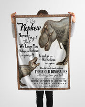 Load image into Gallery viewer, Auntie And Uncle Gift For Nephew These Old Dinosaurs Will Always Have Your Back Fleece Blanket
