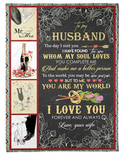 Load image into Gallery viewer, You ARe The World Pink Flower Gift For Husband Fleece Blanket
