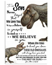 Load image into Gallery viewer, The Rest Of Ours T Rex Mom And Dad Gift For Son Vertical Poster
