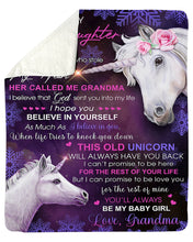 Load image into Gallery viewer, Unicorn Grandma Gift For Granddaughter Believe In Yourself Sherpa Blanket
