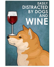 Load image into Gallery viewer, Cute Shiba Inu Dog And Red Wine Gift For Dog Lovers Vertical Poster
