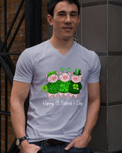 Load image into Gallery viewer, Pig Wear Plaid Shirt And Top Hat St Patrick's Day Gift Guys V-Neck
