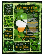 Load image into Gallery viewer, St. Patrick's Day Shamrock Mom Gift For Son Always Here For You Fleece Blanket
