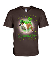 Load image into Gallery viewer, Bulldog Leprechaun Clover St Patrick's Day Gift For Dog Lovers Guys V-Neck

