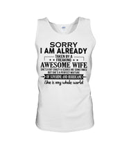 Load image into Gallery viewer, I Am Already Taken By A Freaking Awesome Wife Unisex Tank Top
