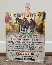 Load image into Gallery viewer, Custom Name Gift For Life Partner Cowboy The Day I Met You Sherpa Blanket
