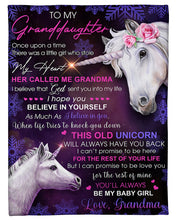 Load image into Gallery viewer, Unicorn Grandma Gift For Granddaughter Believe In Yourself Fleece Blanket
