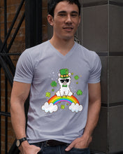 Load image into Gallery viewer, Llama Sitting On Rainbow Clovers St Patrick's Day Gift Guys V-Neck

