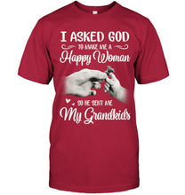 Load image into Gallery viewer, God Sent Me My Grandkids Gift For Grandma Guys Tee
