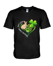 Load image into Gallery viewer, Rabbit Not Lucky Simply Blessed Heart Clover St Patrick's Day Gift Guys V-Neck
