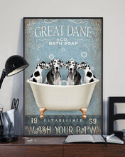 Load image into Gallery viewer, Great Dane Co Bath Soap Wash You Paws Gift For Dog Lovers Vertical Poster
