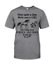Load image into Gallery viewer, There Was A Girl Who Really Loved Horses And Dogs Guys Tee
