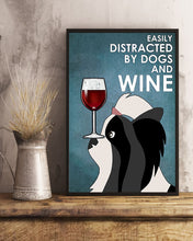 Load image into Gallery viewer, Cartoon Art Lhasa Apso Dog And Red Wine Gift For Dog Lovers Vertical Poster
