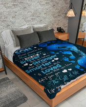 Load image into Gallery viewer, Blue Footprints Gift For Son Loved More Than You Know Sherpa Blanket
