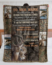 Load image into Gallery viewer, Love You Longer Deer Custom Name Gift For Girlfriend Sherpa Blanket
