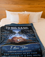 Load image into Gallery viewer, Lion Full Moon Custom Name Gift For Husband Thank You Fleece Blanket
