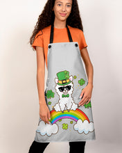 Load image into Gallery viewer, Llama Sitting On Rainbow Clovers St Patrick's Day Gift Apron
