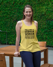 Load image into Gallery viewer, Telling A German Woman What To Do Is Never Good For Your Health Ladies Flowy Tank
