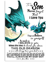 Load image into Gallery viewer, Never Forget That I Love You Green Dragon Mom Gift For Son Vertical Poster
