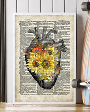 Load image into Gallery viewer, Sunflower Heart Cardiology Vintage Design Newspaper Vertical Poster
