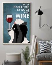Load image into Gallery viewer, Cartoon Art Lhasa Apso Dog And Red Wine Gift For Dog Lovers Vertical Poster
