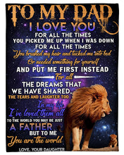 Load image into Gallery viewer, Daughter Gift For Dad Galaxy Lion To Me You Are The World Fleece Blanket
