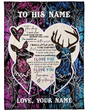 Load image into Gallery viewer, Deer A Little Late To Be Your First Custom Name Gift For Husband Fleece Blanket
