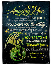 Load image into Gallery viewer, Galaxy Dragon Always Be There To Support You Mom Gift For Son Fleece Blanket
