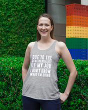 Load image into Gallery viewer, I Don't Know What I'm Doing Black And White Printed Mug Ladies Flowy Tank
