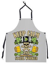 Load image into Gallery viewer, Keep Calm Social Worker Shamrock St. Patrick's Day Printed Mug Apron
